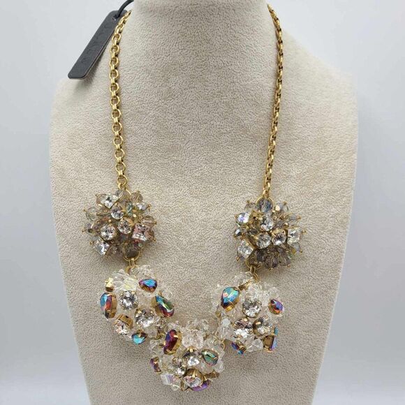 Exquisite! NWT J Crew Rhinestone Crystal Statement Snowball Necklace - Picture 4 of 14
